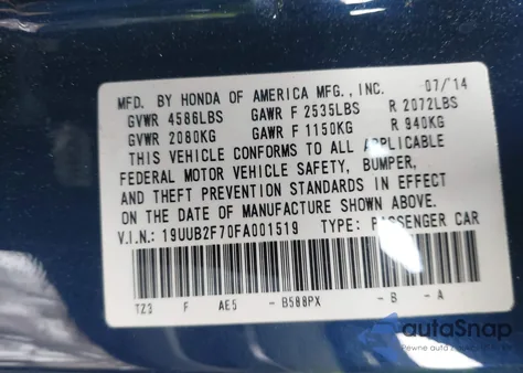 2015 Acura Tlx V6 Advance из США, поврежденный, VIN 19UUB2F70FA001519